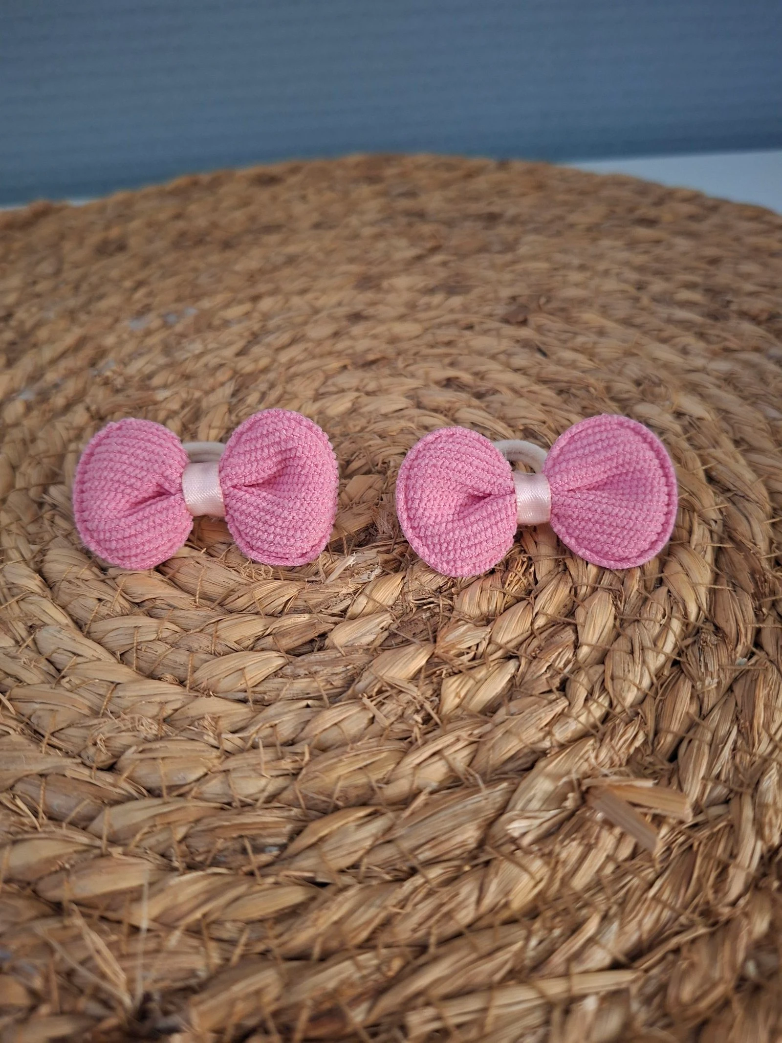 Setje van 2 haarelastiekjes met strikje – roze